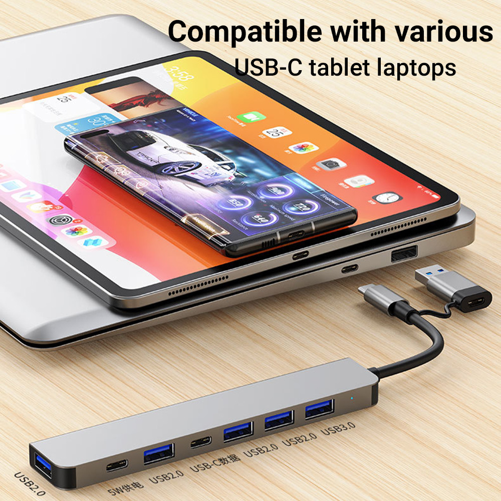 Tablet Accessories For Students - Многофункциональный USB-хаб 7-в-1 с двумя разъемами
